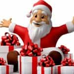 Santa Claus with gifts, 3d, illustration,  work path included